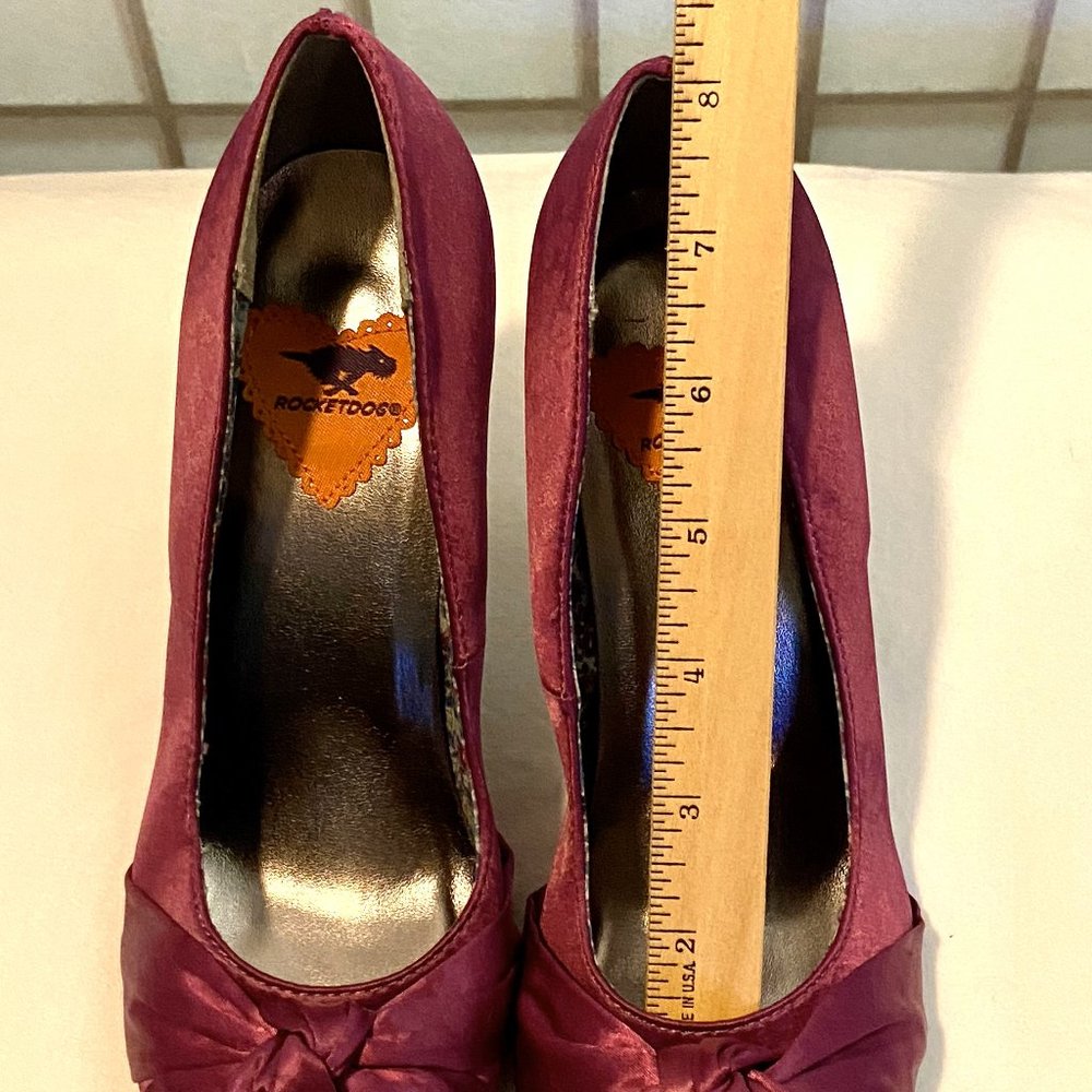 Rocket Dog Satin Leopard Print Knotted Low Toe Heeled Pump Purple Tonal 6.5M - Picture 11 of 13
